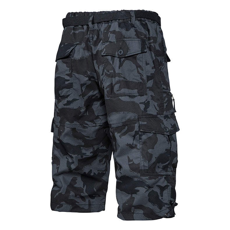 M-5XL Summer Cotton Thin Tooling Loose Straight Mid-length Pants