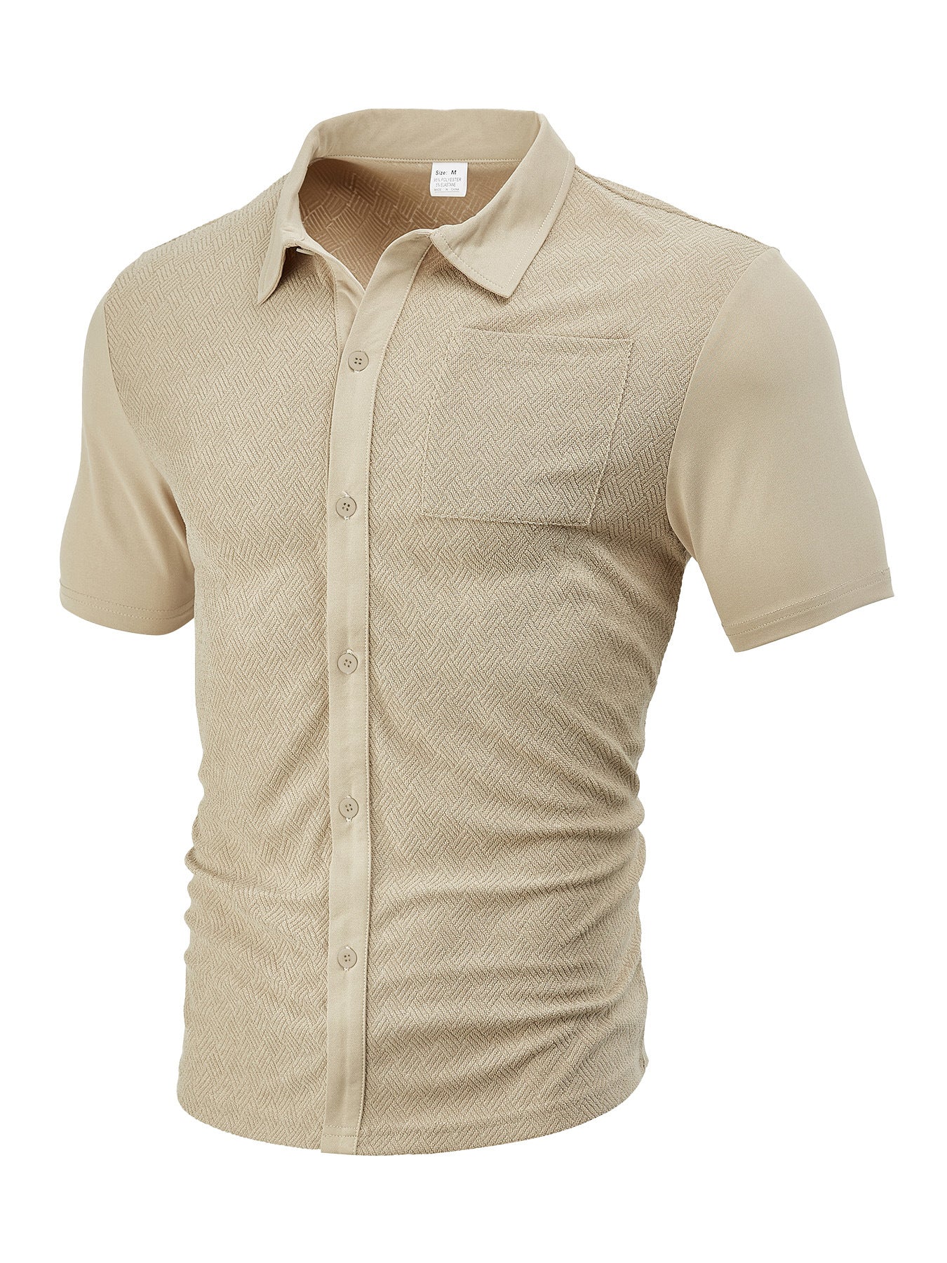 S-3XL Lapel Towel Jacquard Short Sleeve Shirt