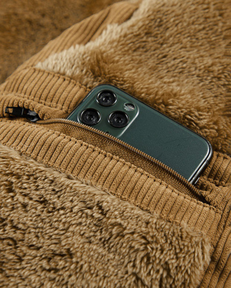 Big & Tall Men's Thickened Stand-up Collar Corduroy Vest M-6XL