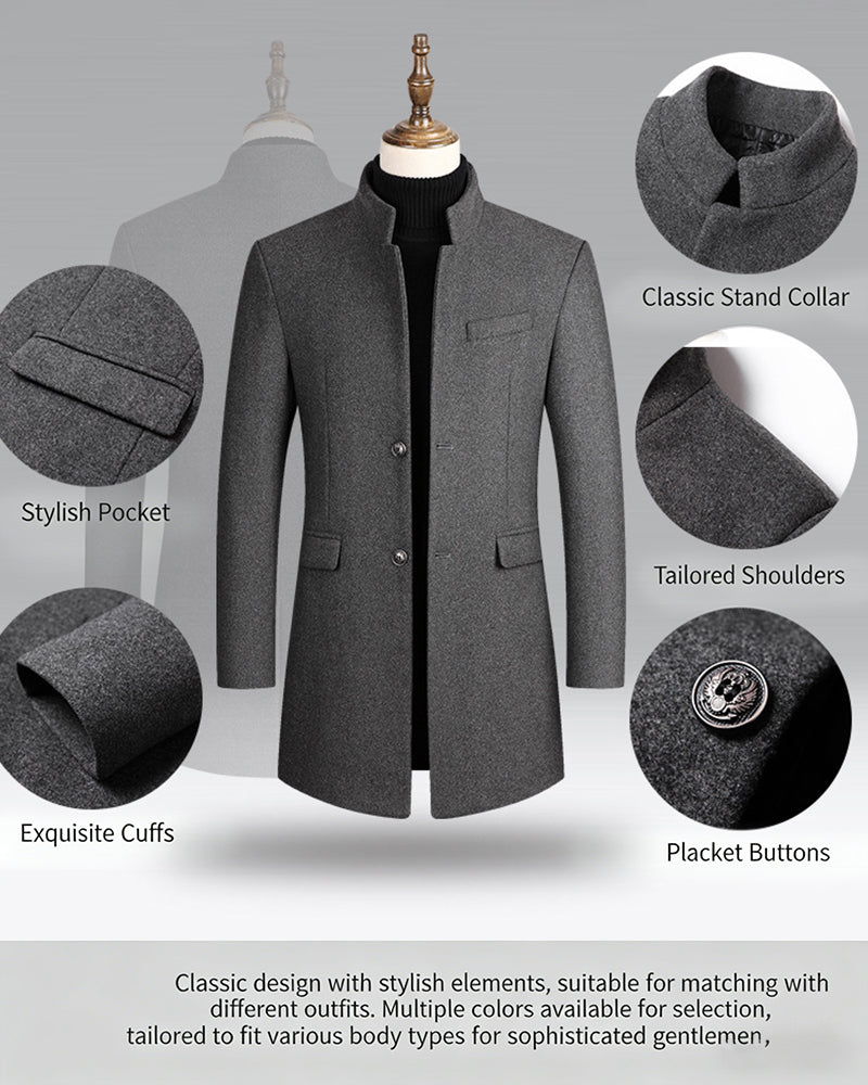 Autumn And Winter Woolen Coat Mid-length Cotton Thickened Coat M-4XL