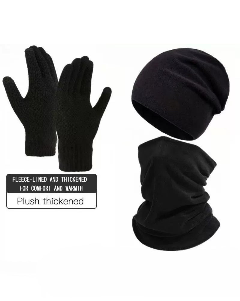 Autumn And Winter Outdoor Pullover Cap Scarf Gloves Thickened Warm Suit