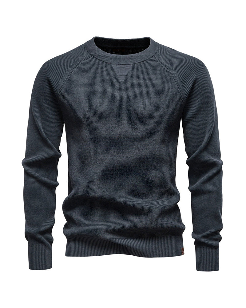 Big & Tall Men's Business Solid Color Crewneck Sweater S-2XL