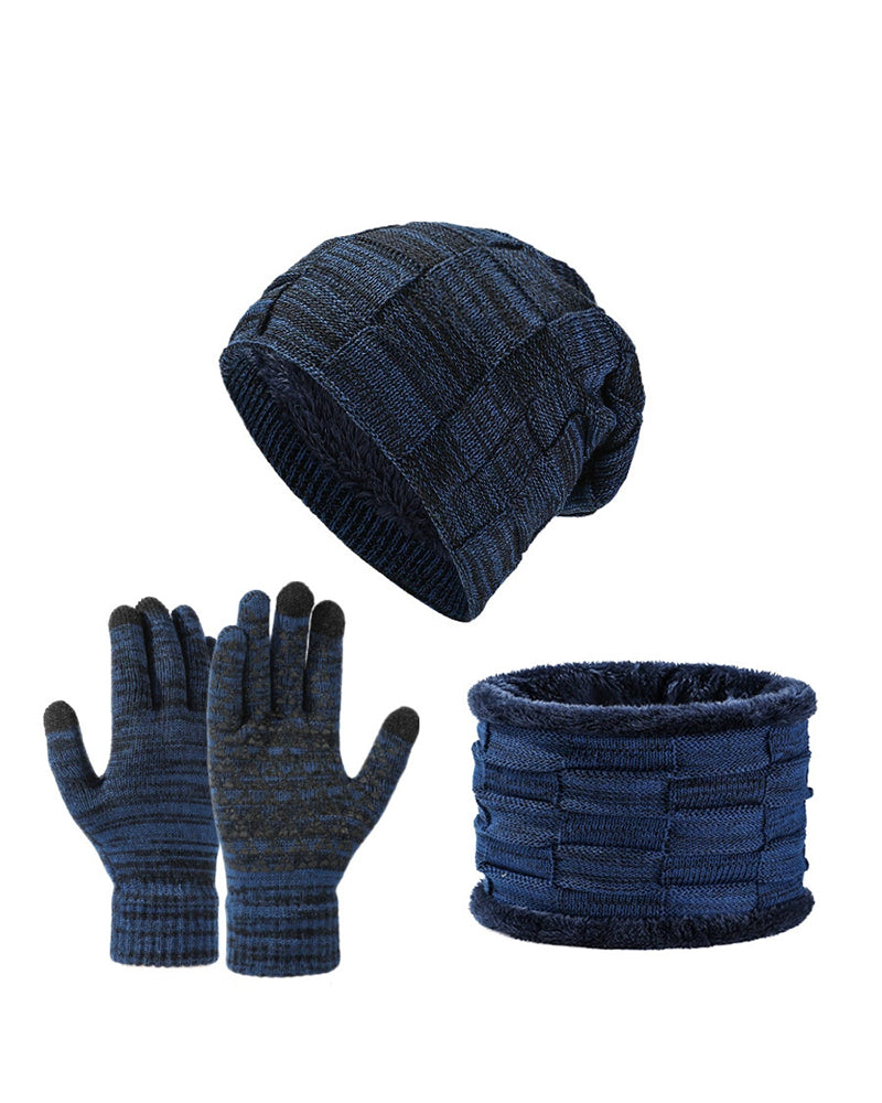 Men's And Women's Autumn And Winter Thick Hat Scarf Gloves Three-piece Set