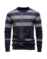 Big & Tall Men's Business Plaid Crewneck Sweater S-2XL