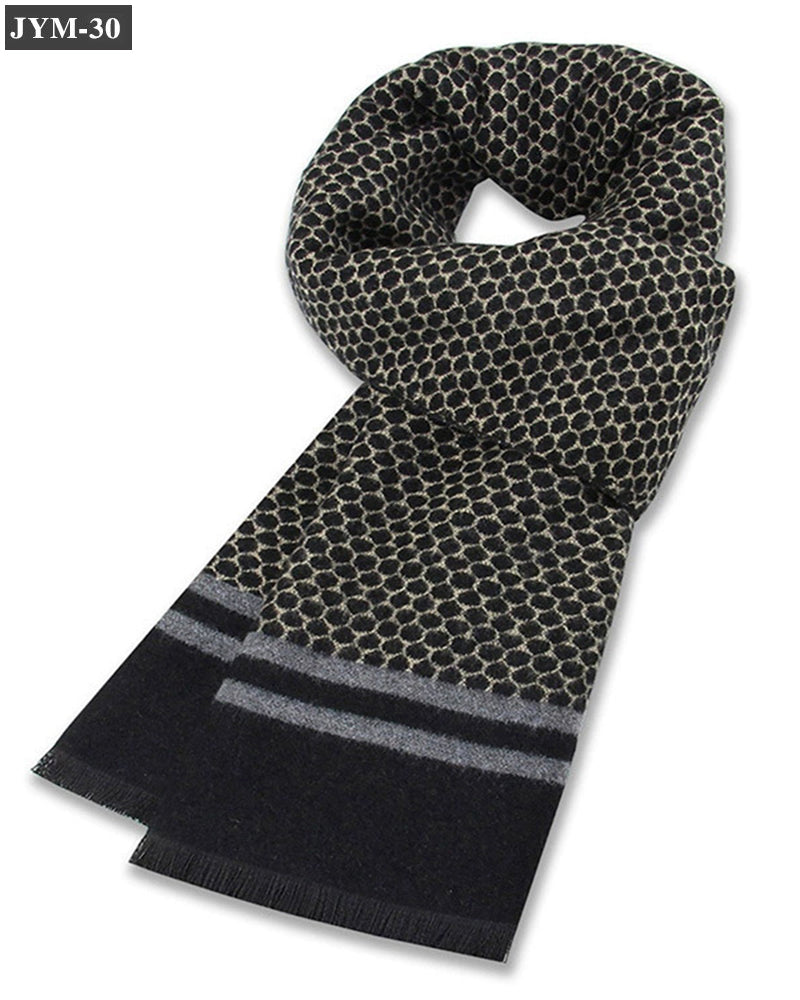 Wool Blend Plaid Scarf Men's Winter Warm Plaid Scarf