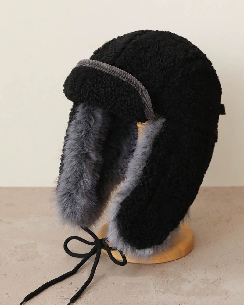 Thickened Lamb Fleece Ear Protection Flying Hat Unisex