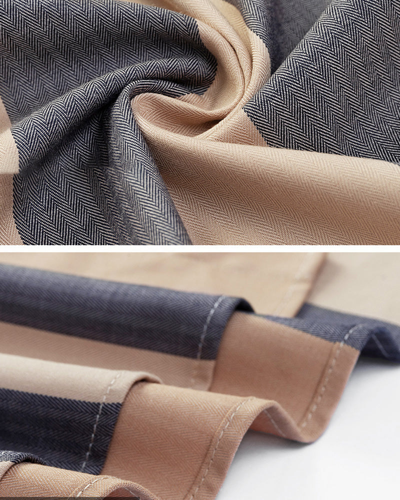 Big & Tall Men's Business Plaid Stripe Non-Ironing Long Sleeve Shirt M-4XL