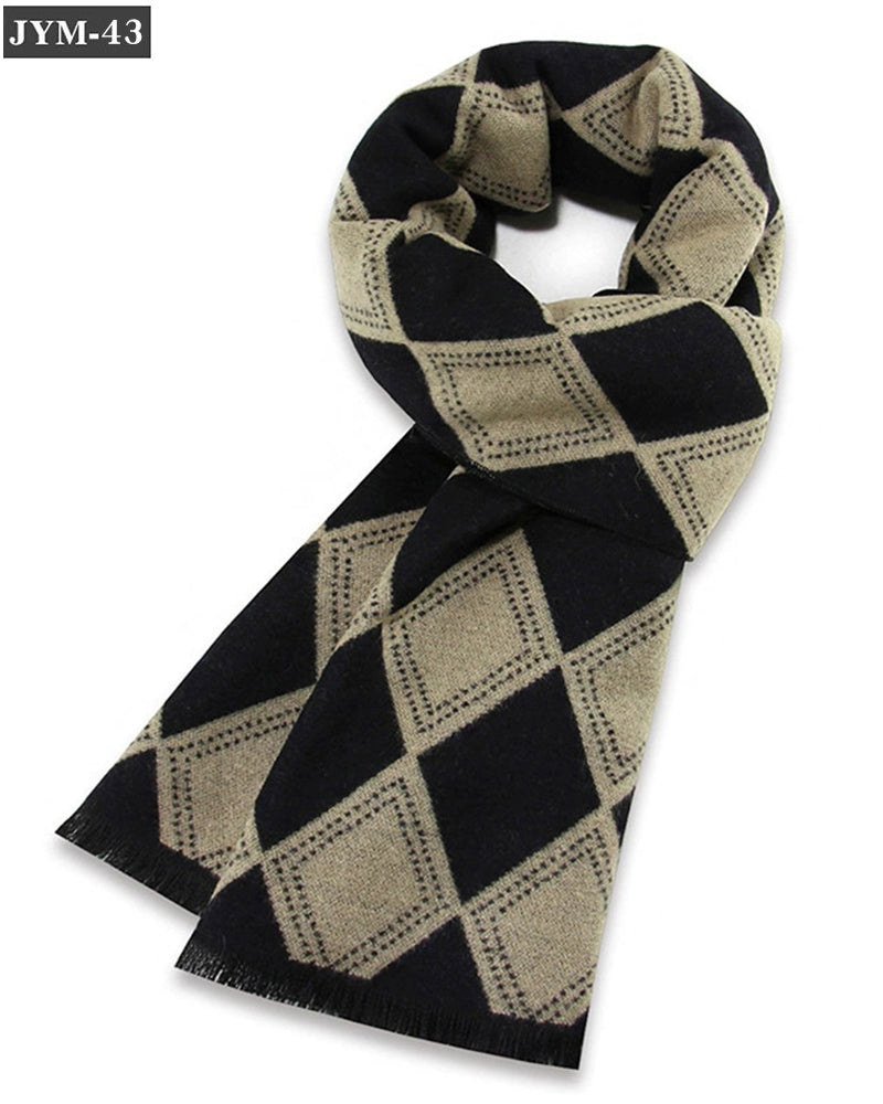 New Men's Scarf Wool Blended Plaid Scarf Men's Winter Warm Plaid Scarf Factory Customized Wholesale