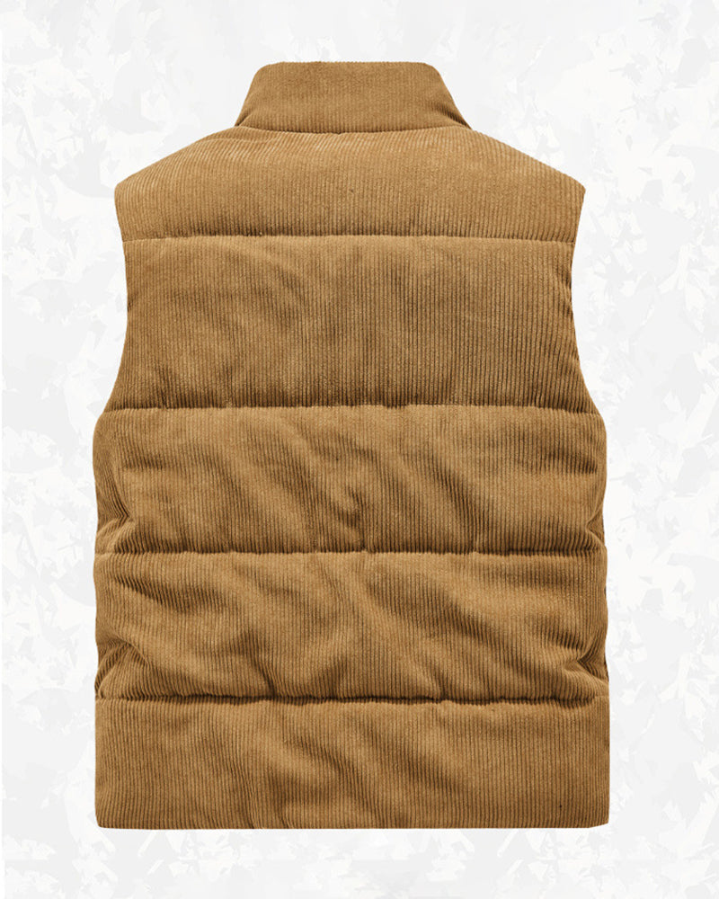 Big & Tall Men's Thickened Stand-up Collar Corduroy Vest M-6XL