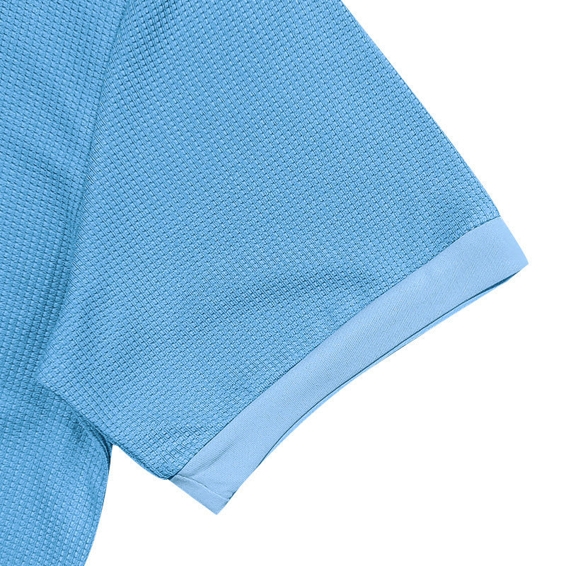 S-3X Solid Color Lash Texture Short-Sleeve Polo Shirt