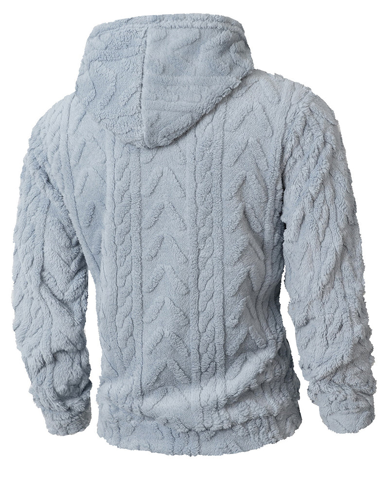 Big & Tall Men's Solid Color Mao Mao Twisted Hooded Jacket S-2XL