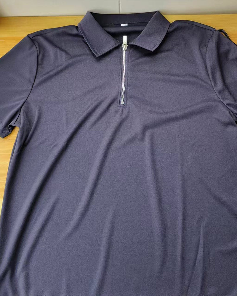 Summer Men's Polo Shirt Solid Color Short-sleeved Lar T-shirt Casual Fit Top Large Size