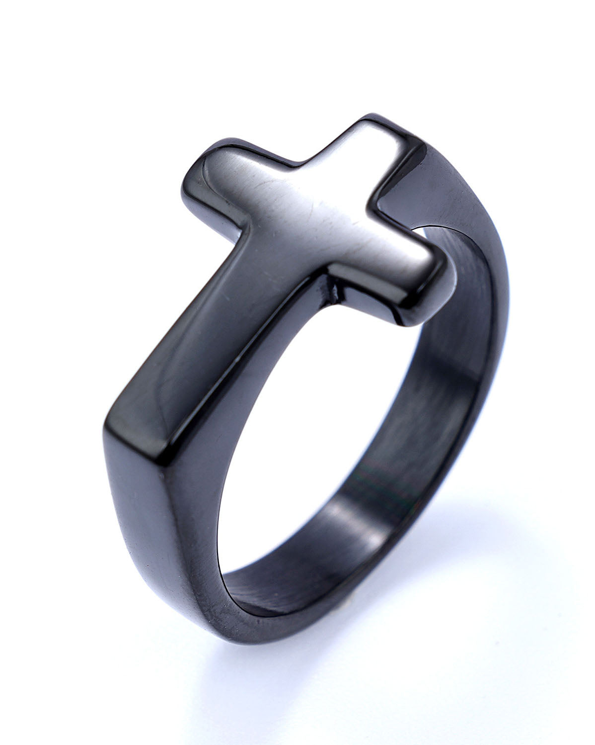Simple Cross Gold Titanium Steel Ring