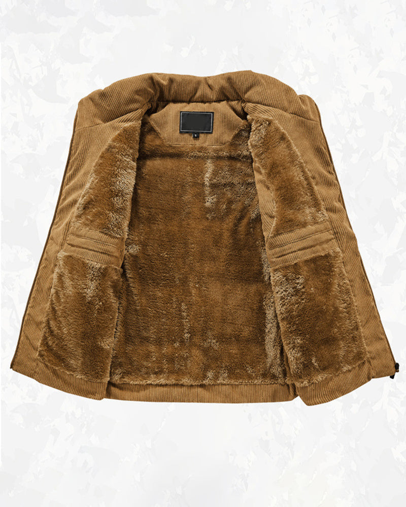 Big & Tall Men's Thickened Stand-up Collar Corduroy Vest M-6XL