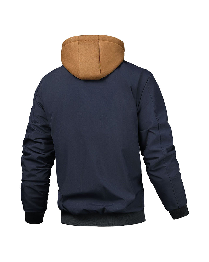 Big & Tall Men's Quilted Cotton Hooded Fake Two-Piece Jacket Coat S-3XL