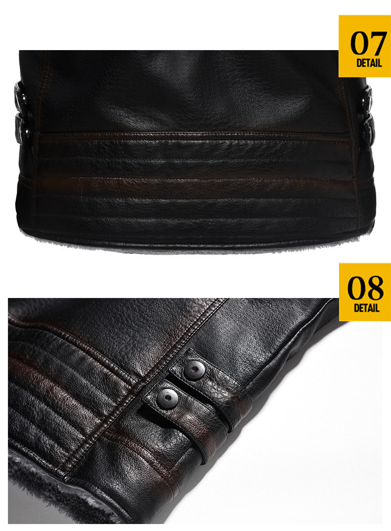 Big & Tall Men's Vintage Faux Leather Thick Vintage Jacket S-3XL