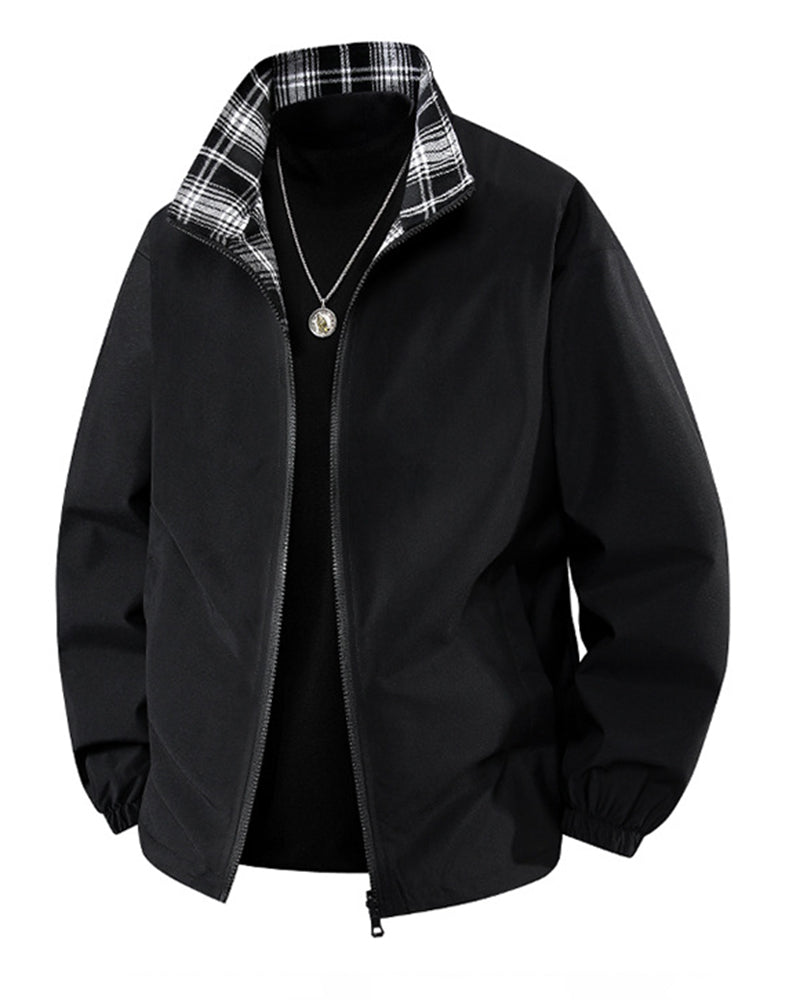 Big & Tall Men's Double Wearing Windproof Plaid Jacket M-3XL