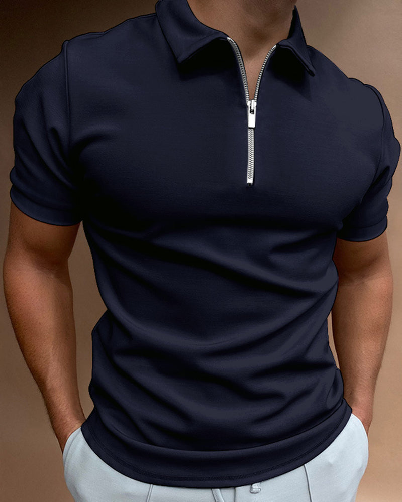 Summer Men's Polo Shirt Solid Color Short-sleeved Lar T-shirt Casual Fit Top Large Size