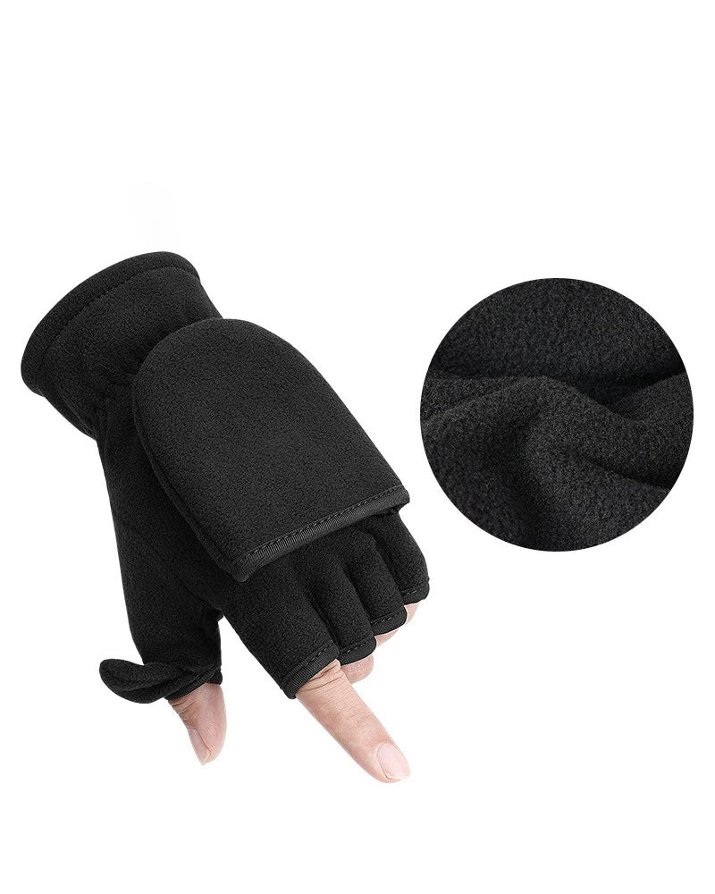 Double Layer Fleece Windproof Flip Warm Gloves