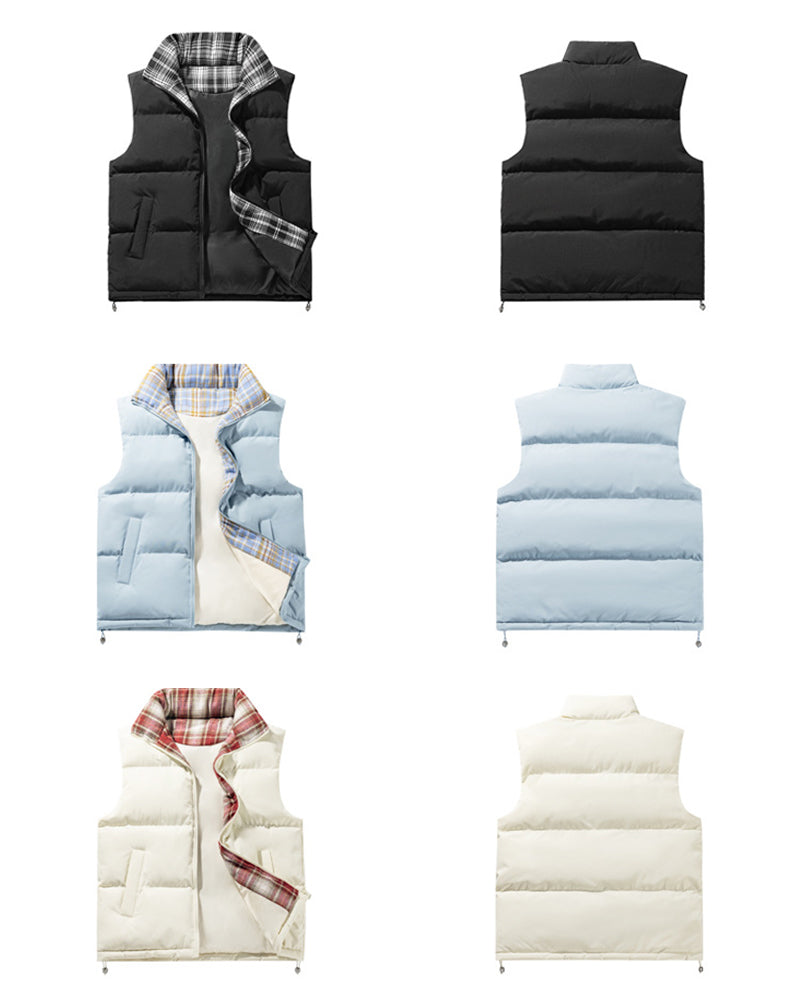 Big & Tall Men's Plaid Stitching Down Cotton Thickened Vest M-5XL