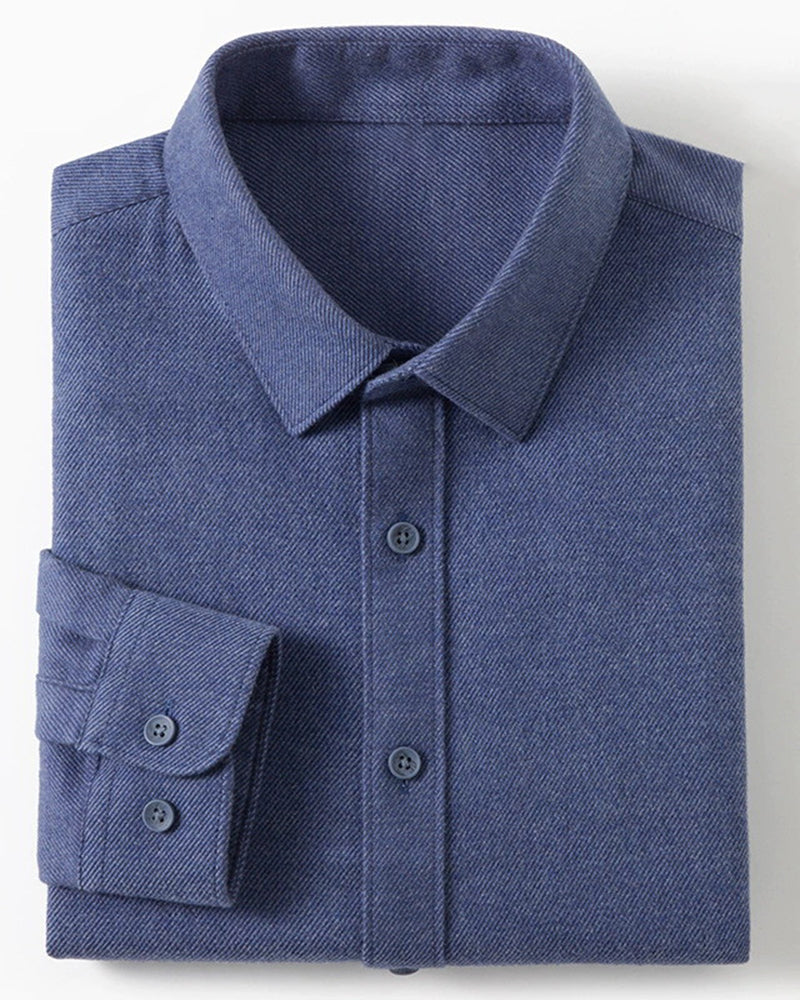 Big & Tall Men's Wool Blend Twill Long Sleeve Shirt Machine Washable Wrinkle Resistant S-4XL