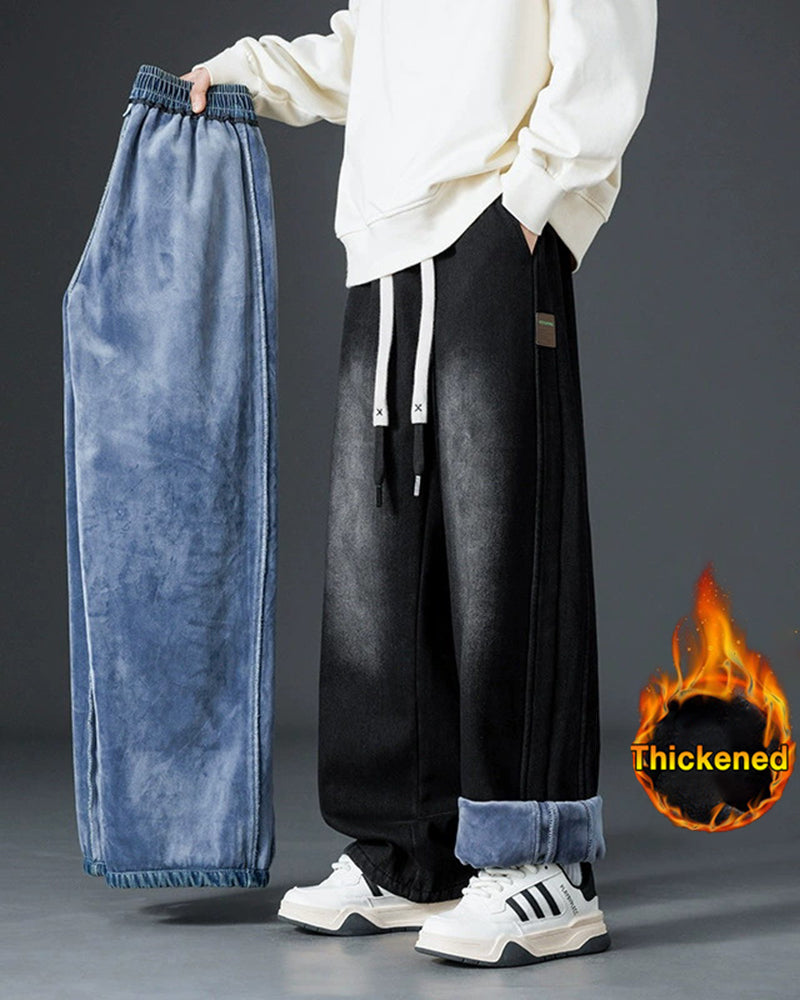 Big & Tall Men's Thickened Loose Straight Denim Pants M-8XL