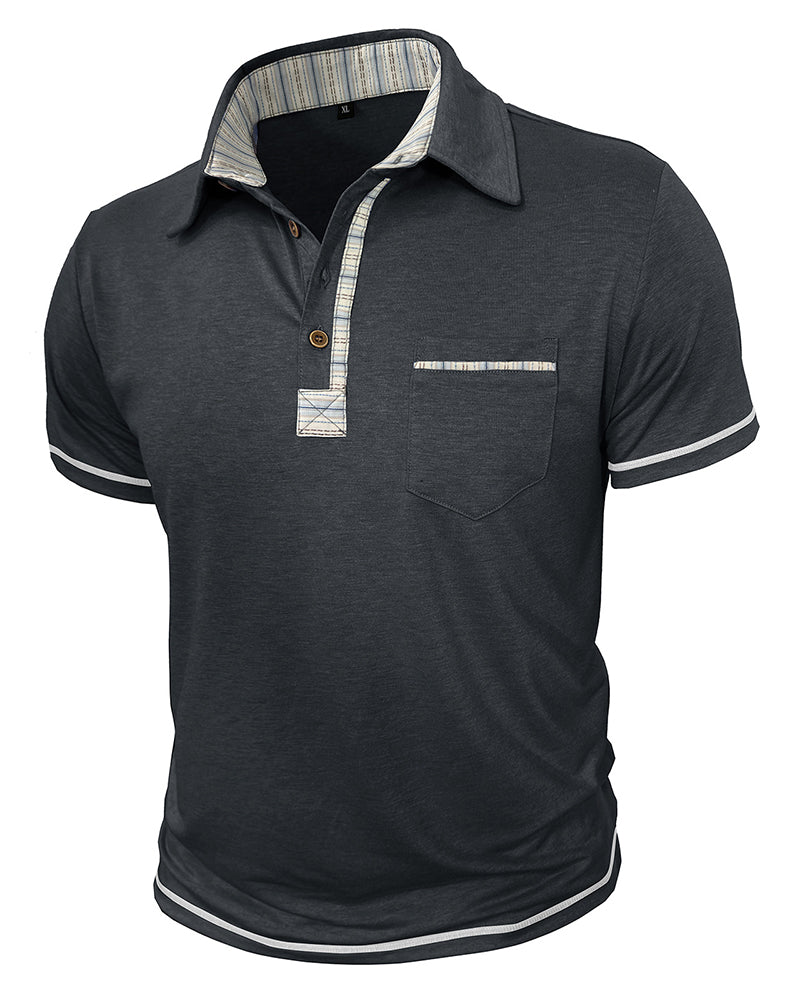 Big & Tall Men's Casual Pocket Button Lel POLO Short Sleeve T-Shirt S-3XL