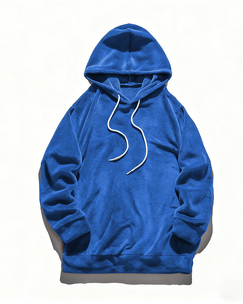 Big & Tall Men's Coral Fleece Hooded Sweater Shorts Set S-2XL