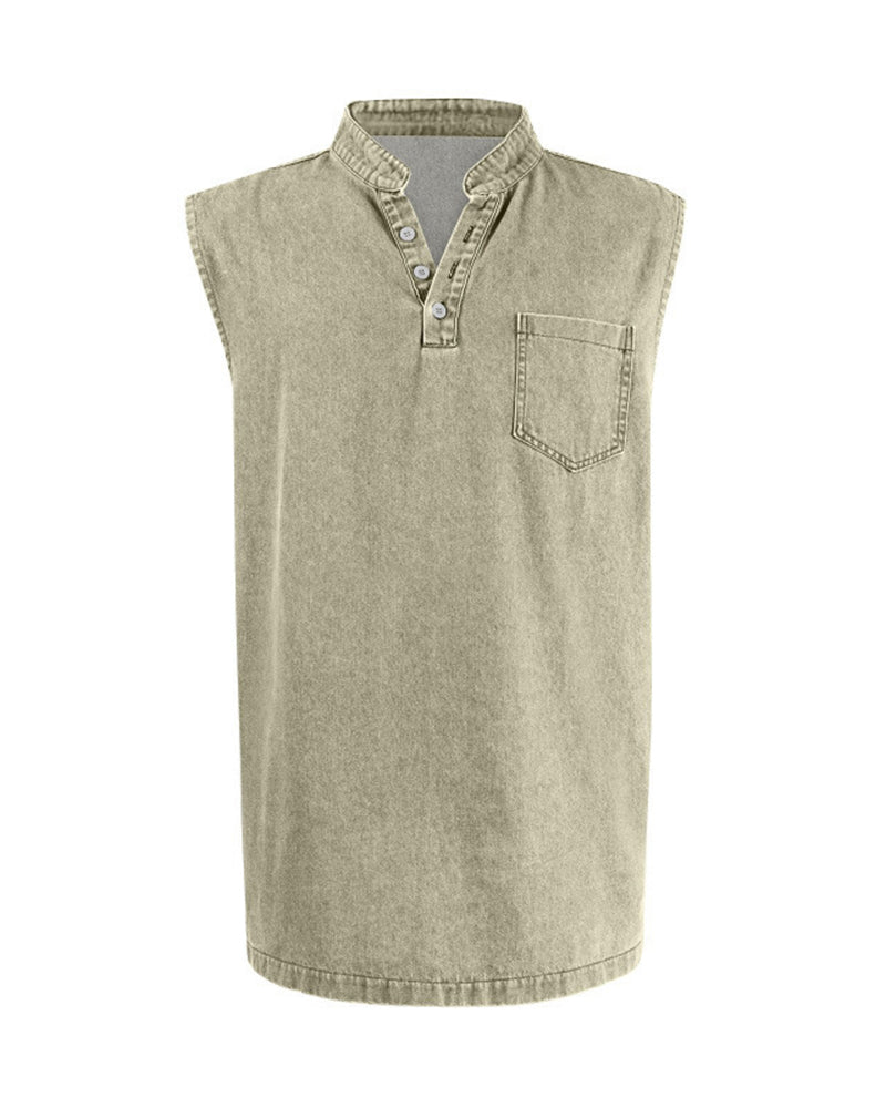 Large-size Men's Explosive Three-button Sleeveless T-shirt Washable Casual Fashionable Vest