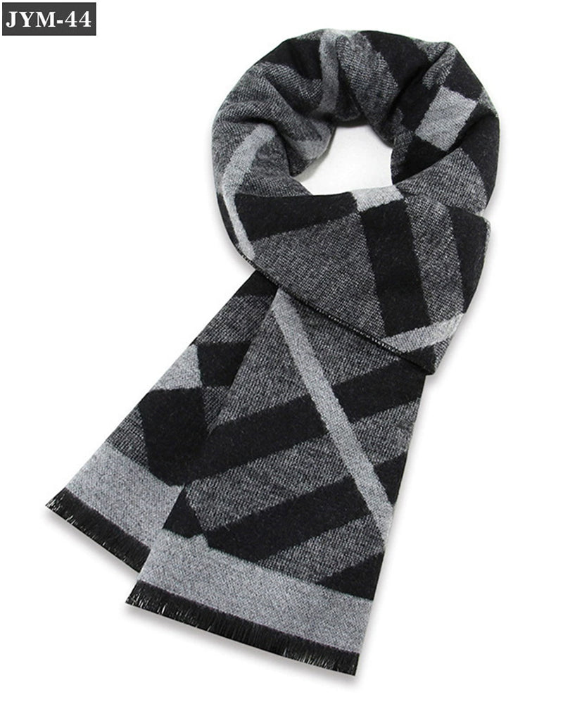 New Men's Scarf Wool Blended Plaid Scarf Men's Winter Warm Plaid Scarf Factory Customized Wholesale
