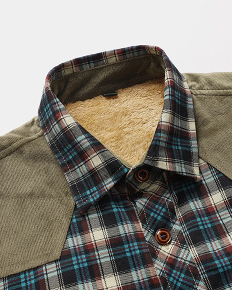 Big & Tall Men's Thickened Plaid Shirt Cotton Jacket M-4XL