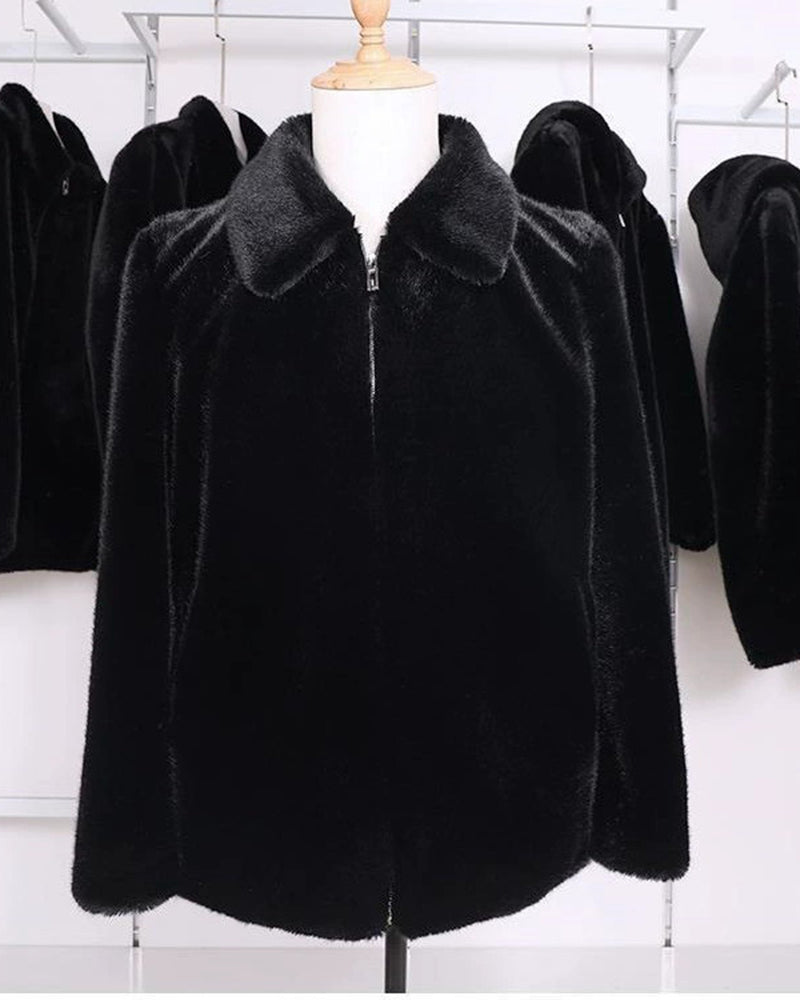 Big & Tall Men's Mink Faux Fur Hooded Coat M-6XL