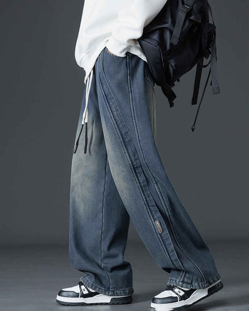 Big & Tall Men's Thickened Loose Straight Denim Pants M-8XL