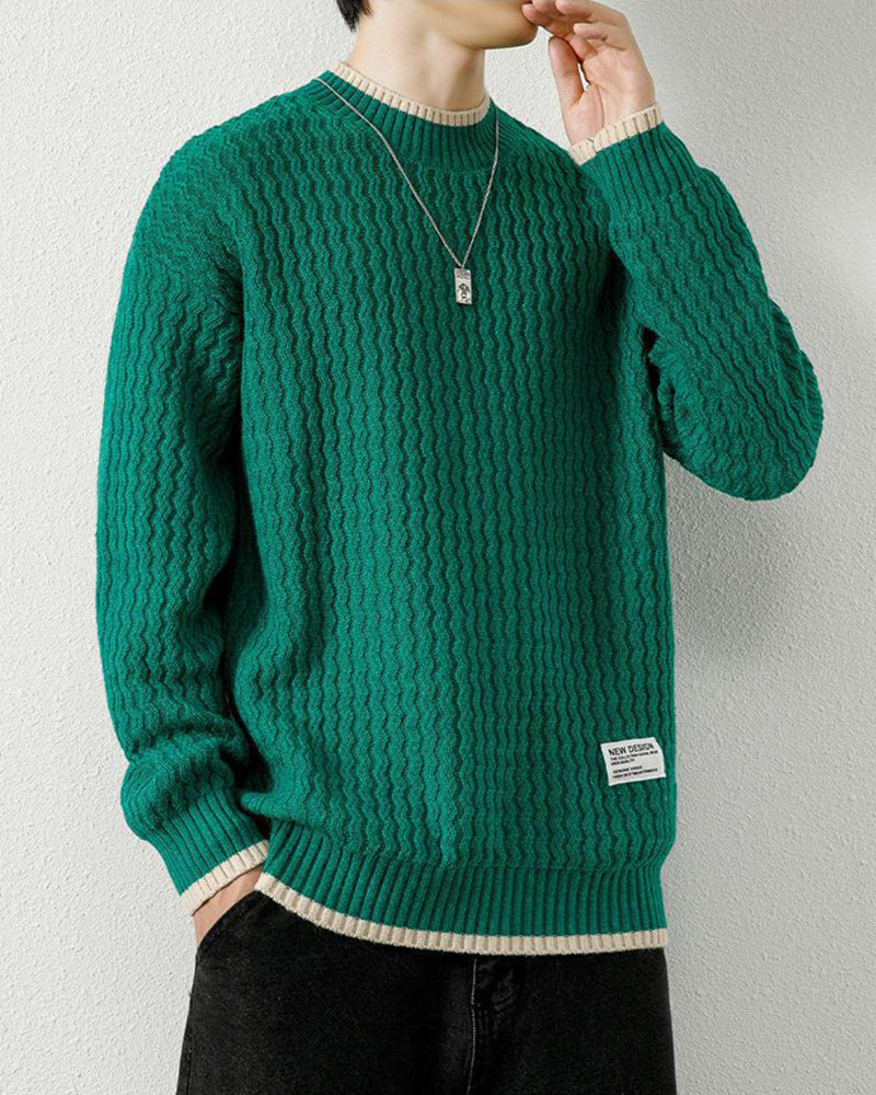 Big & Tall Men's Casual Stitching Long Sleeve Bottoming Sweater M-3XL
