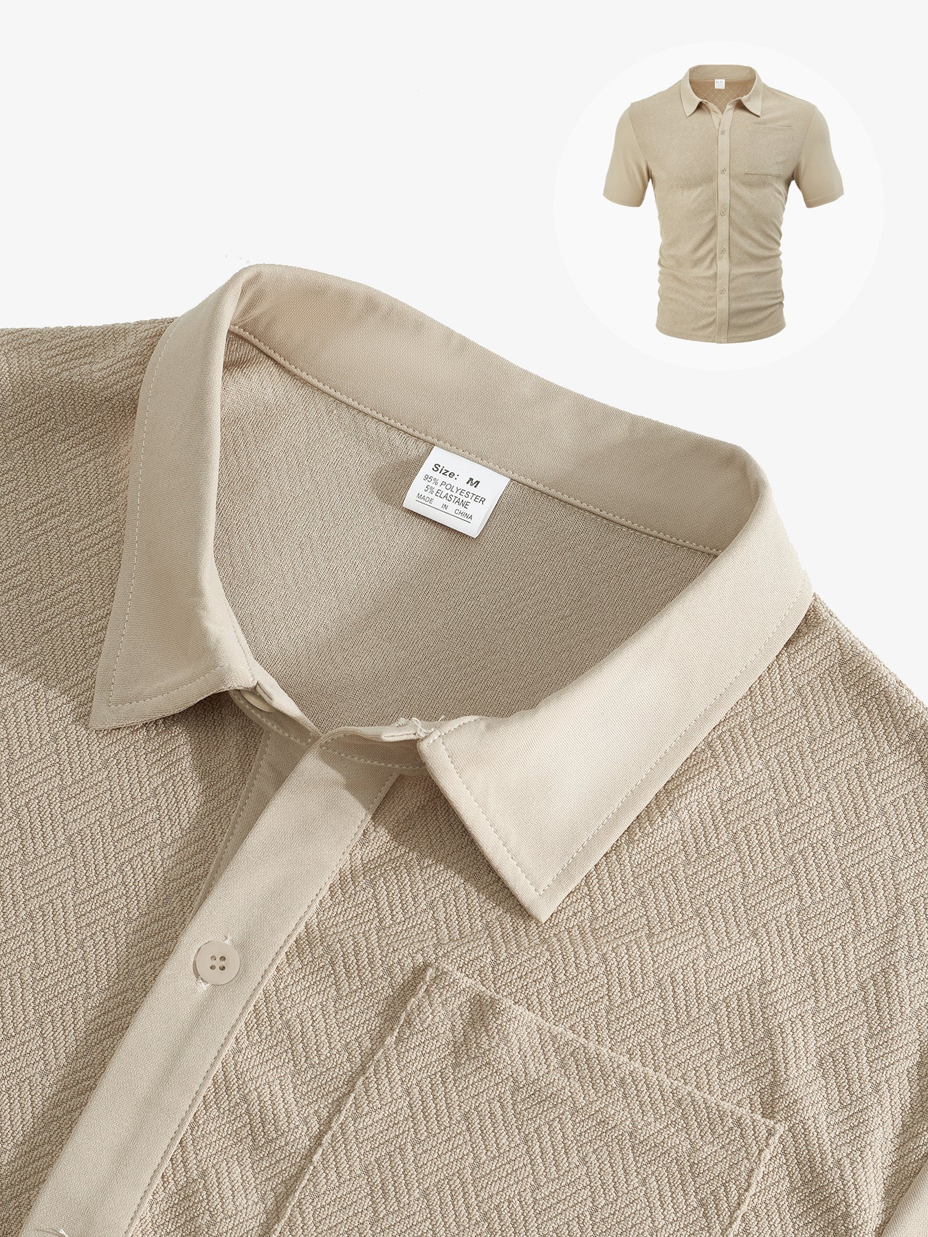 S-3XL Lapel Towel Jacquard Short Sleeve Shirt