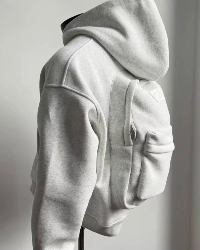 Big & Tall Men's Design Three-dimensional Schoolbag Sports Hooded Sweater M-3XL