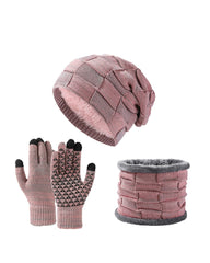 Men's And Women's Autumn And Winter Thick Hat Scarf Gloves Three-piece Set
