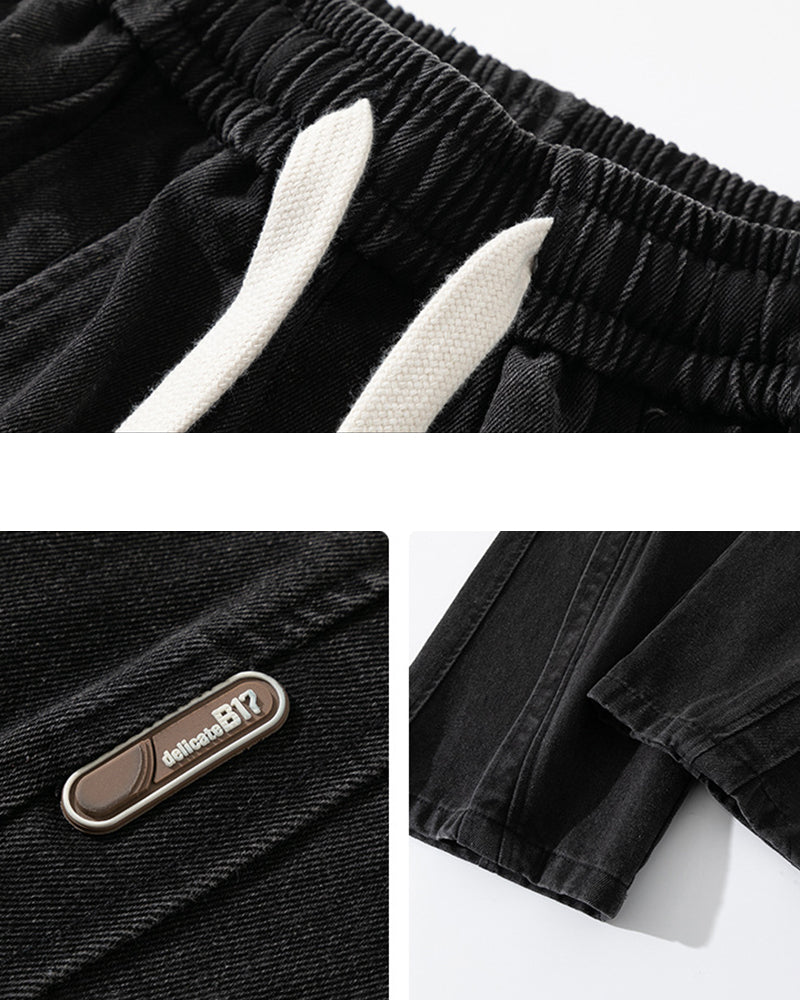 Big & Tall Men's Thickened Loose Straight Denim Pants M-8XL