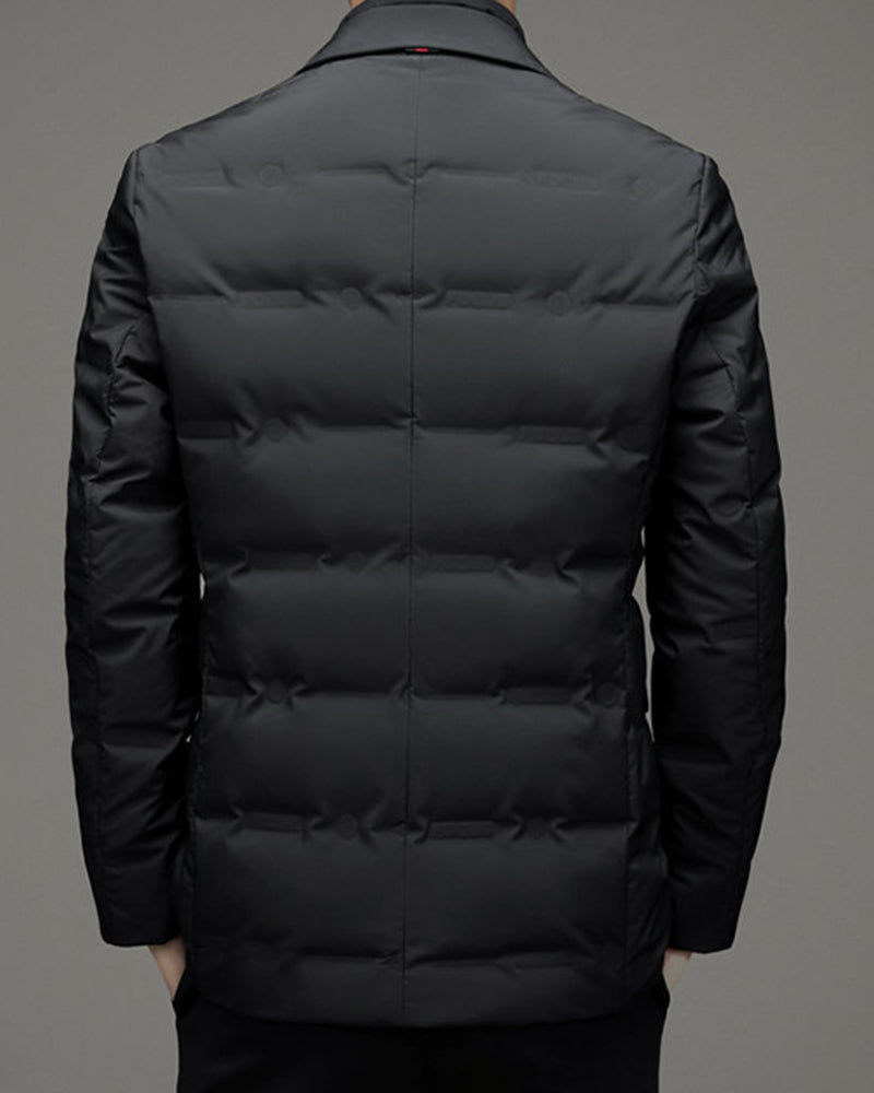 Big & Tall Men's Winter Down Suit Can Be Removable With Vertical Collar Fake Two-piece M-6XL