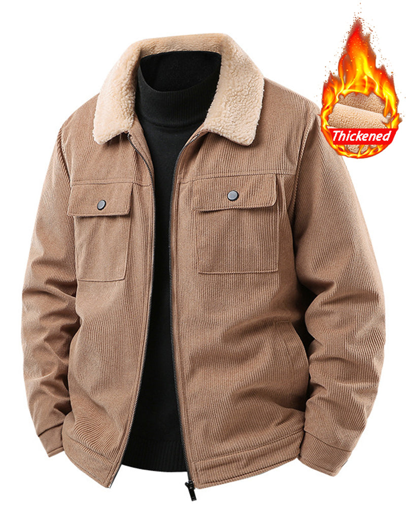 Big & Tall Men's Corduroy Thickened Lambskin Jacket Coat M-5XL