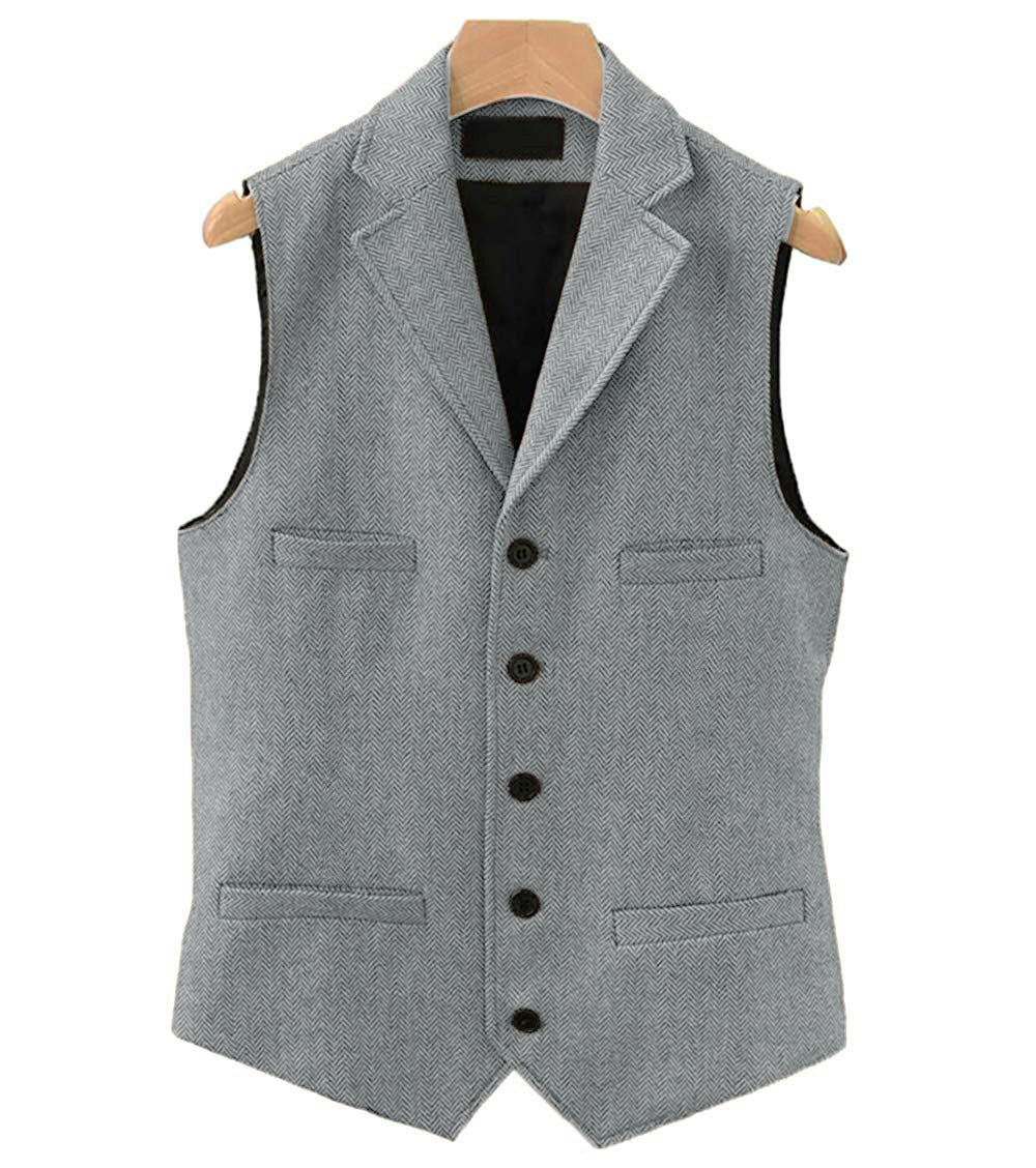 Big & Tall Men's Business Herringbone Suit Vest XS-3XL