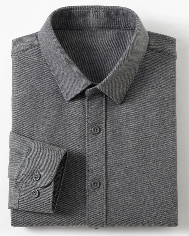 Big & Tall Men's Wool Blend Twill Long Sleeve Shirt Machine Washable Wrinkle Resistant S-4XL