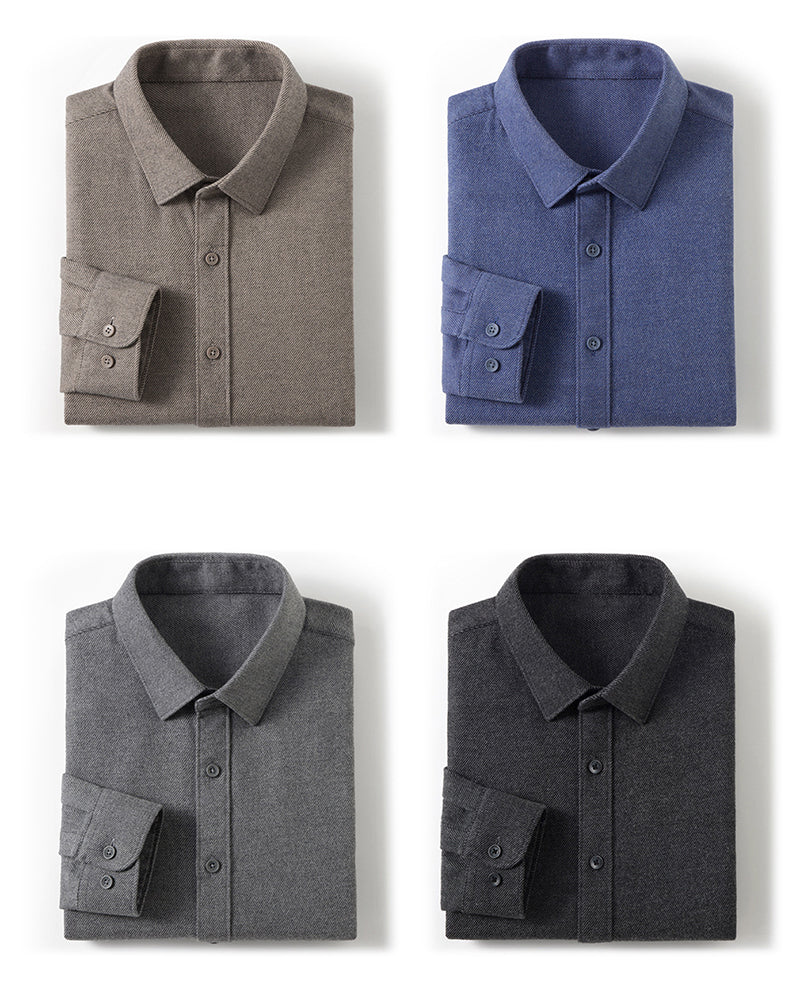 Big & Tall Men's Wool Blend Twill Long Sleeve Shirt Machine Washable Wrinkle Resistant S-4XL