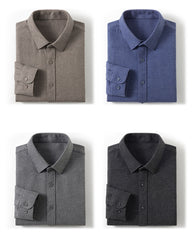 Big & Tall Men's Wool Blend Twill Long Sleeve Shirt Machine Washable Wrinkle Resistant S-4XL