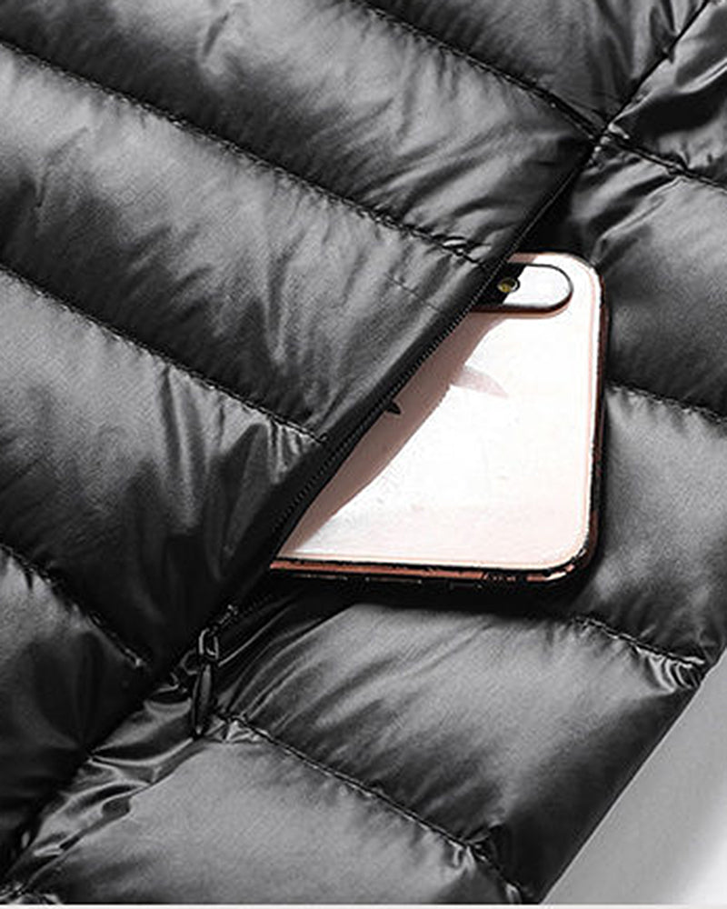 Big & Tall Men's Solid Color Vertical Collar Light Down Cotton-padded Jacket M-6XL