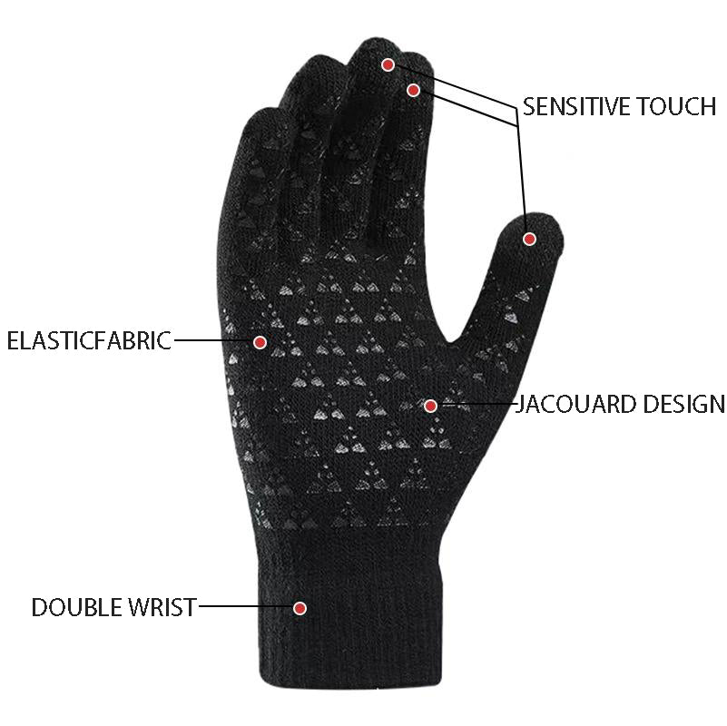 Winter Men's Fleece-lined Thickened Outdoor Riding Knitted Gloves Cold-proof Non-slip Touch Screen Gloves