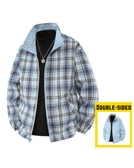 Big & Tall Men's Double Wearing Windproof Plaid Jacket M-3XL