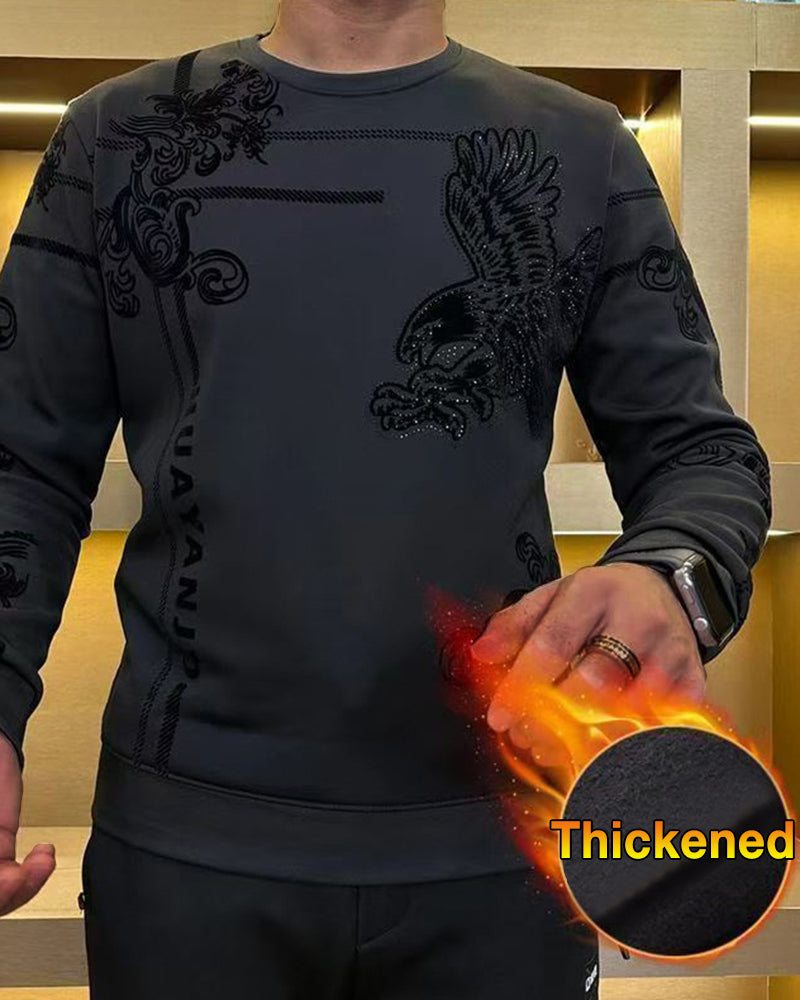 Big & Tall Men's Pattern Thickened Round Neck Sweater M-5XL