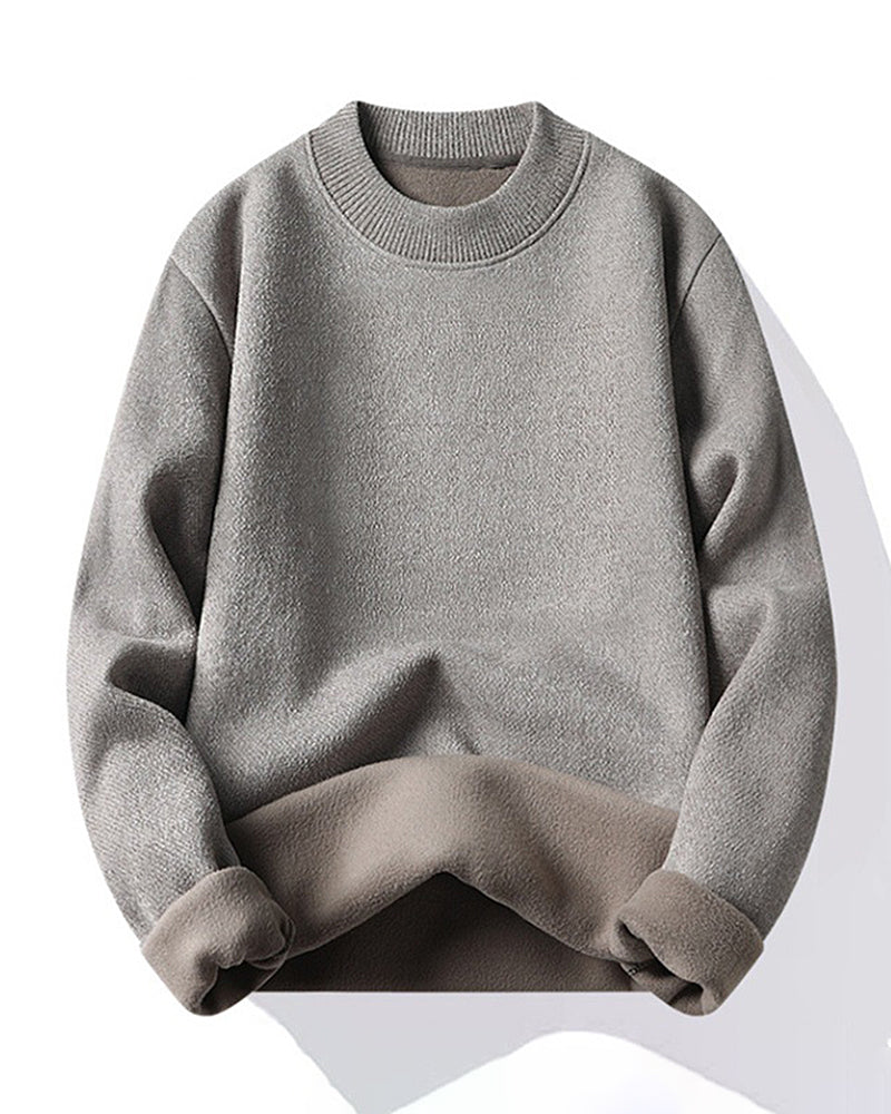 Big & Tall Men's Chenille One-piece Velvet Crew Neck Padded Sweater L-4XL