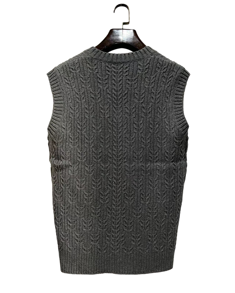 Big & Tall Men's Solid Color Twisted V-neck Knitted Waistcoat S-3XL